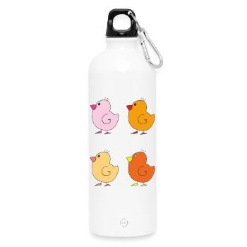 Colorful ducklings illustrations - Water Bottle with carabiner 750 ml - white - Front