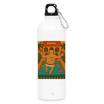 balkon urlauber springt am Pool - Trinkflasche mit Karabiner 750 ml - Weiß - Vorne