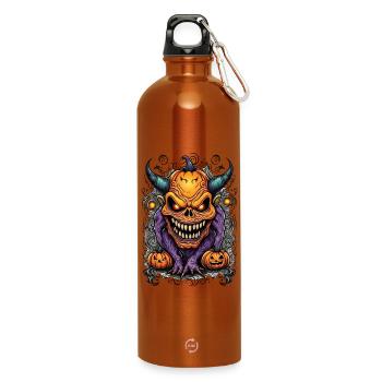 Halloween Demon with Pumpkin Head - Water Bottle with carabiner 750 ml - burnt orange - Front