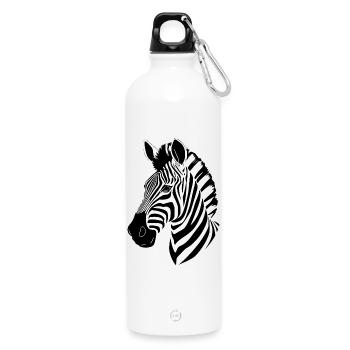 Zebra T-shirt Geschenk - Trinkflasche mit Karabiner 750 ml - Weiß - Vorne