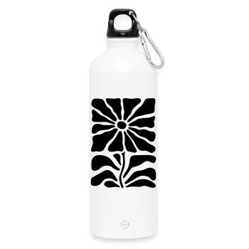 Bloom Design - individuelle Designfarbe! - Trinkflasche mit Karabiner 750 ml - Weiß - Vorne