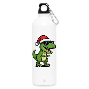 Père Noël T-Rex avec des lunettes de soleil - Gourde en inox avec mousqueton 750 ml - blanc - Devant