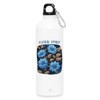 Fleurs Bleues - Gourde en inox avec mousqueton 750 ml - blanc - Devant