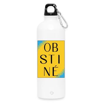 Obstiné en contraste jaune - Gourde en inox avec mousqueton 750 ml - blanc - Devant