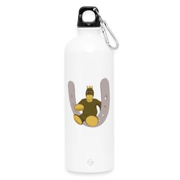 Pferd mit Hufeisen - Trinkflasche mit Karabiner 750 ml - Weiß - Vorne
