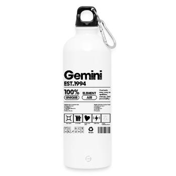 Black Minimalist Block Print - Water Bottle with carabiner 750 ml - white - Front