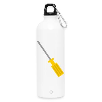Vintage Screwdriver Tool Illustration - Water Bottle with carabiner 750 ml - white - Front