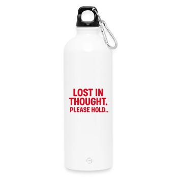 LOST IN THOUGHT. PLEASE HOLD… - Water Bottle with carabiner 750 ml - white - Front