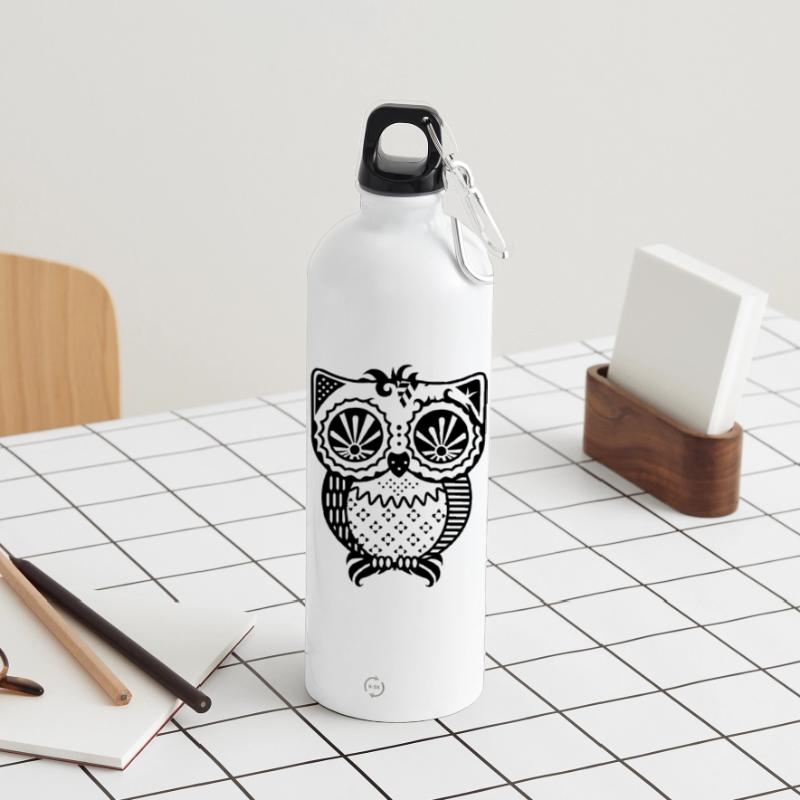 Patchwork Eule Trinkflasche mit Karabiner 750 ml