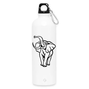 African Elephant I Bull - Water Bottle with carabiner 750 ml - white - Front
