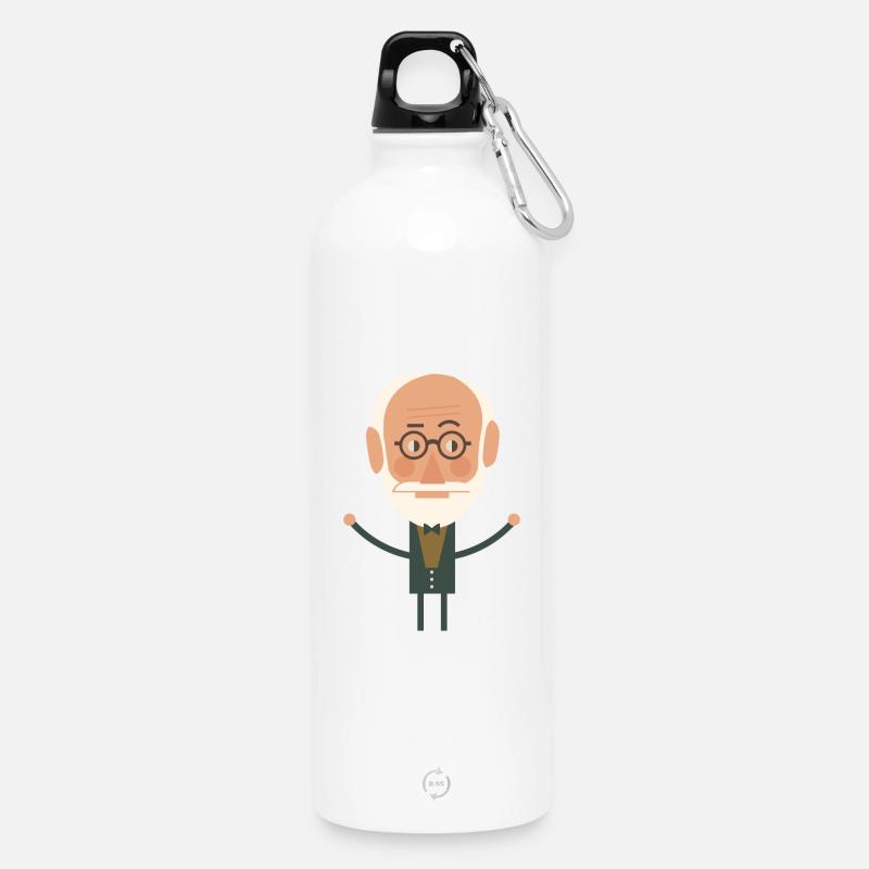 Sigmund Freud - Water Bottle with carabiner 750 ml - white