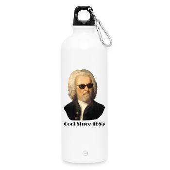 Johann Sebastian Bach – Cool with sunglasses and - Water Bottle with carabiner 750 ml - white - Front