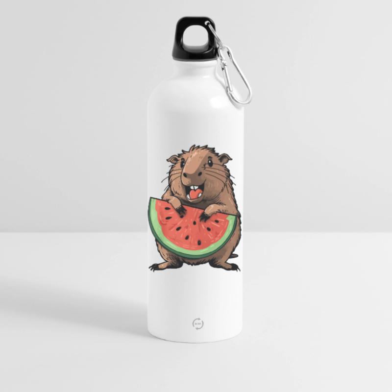 Capybara mangeant de la pastèque Gourde en inox avec mousqueton 750 ml