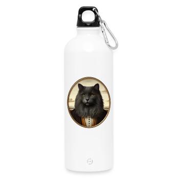 Portrait d’un chat noir de style Renaissance - Gourde en inox avec mousqueton 750 ml - blanc - Devant