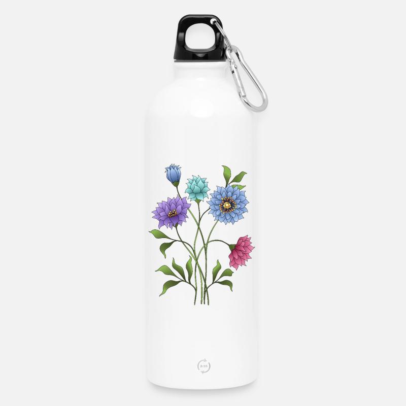 Fleur - Gourde en inox avec mousqueton 750 ml - blanc