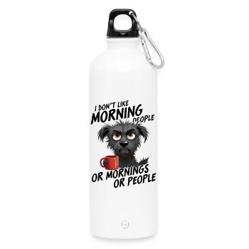 Coffee Dog Morning Print Morning Grouch - Water Bottle with carabiner 750 ml - white - Front