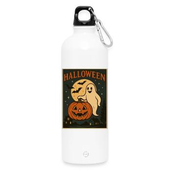 Nuit des fantômes et des citrouilles d’Halloween - Gourde en inox avec mousqueton 750 ml - blanc - Devant