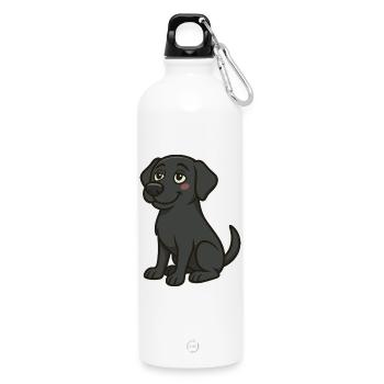 Labrador amoureux – Motif de chien mignon - Gourde en inox avec mousqueton 750 ml - blanc - Devant