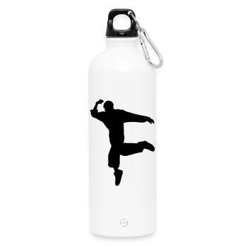 B-Boy Silhouette – Breakdance Move - Trinkflasche mit Karabiner 750 ml - Weiß - Vorne