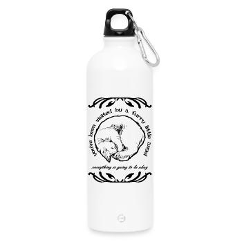 DU WURDEST VON EINEM PELZIGEN KLEINEN ENGEL BESUCHT - Trinkflasche mit Karabiner 750 ml - Weiß - Vorne