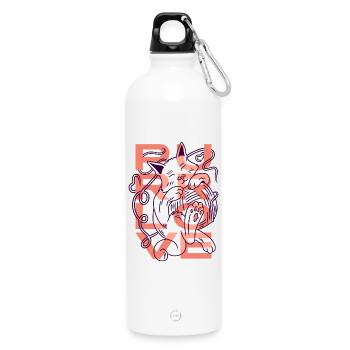 Purr Love Minimalistische Katze mit Garn - Trinkflasche mit Karabiner 750 ml - Weiß - Vorne