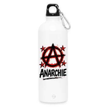 Anarchie – Punk – Revolution - Trinkflasche mit Karabiner 750 ml - Weiß - Vorne