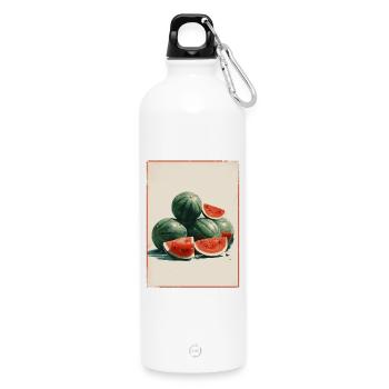 Vintage Wassermelone Scheiben - Trinkflasche mit Karabiner 750 ml - Weiß - Vorne