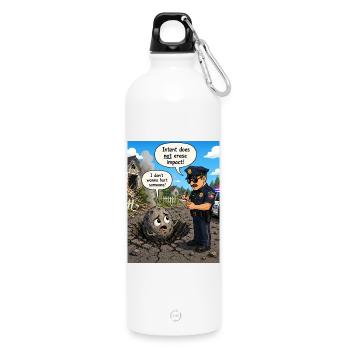 Intention does not cancel out the effect - Water Bottle with carabiner 750 ml - white - Front