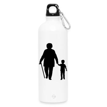 Großeltern Enkelkind Silhouette Spazieren Familie - Trinkflasche mit Karabiner 750 ml - Weiß - Vorne