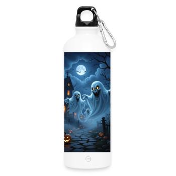 Spit Ghosts hoodie shirt - Water Bottle with carabiner 750 ml - white - Front