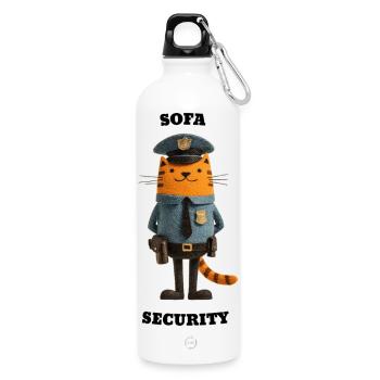 Sofa Security - Funny Cats Illustration - Water Bottle with carabiner 750 ml - white - Front