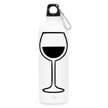 Wine Wine Glass Black Red Wine White Wine - Water Bottle with carabiner 750 ml - white - Front