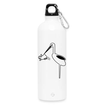 Cigogne avec bébé sage-femme, naissance de cigogne - Gourde en inox avec mousqueton 750 ml - blanc - Devant
