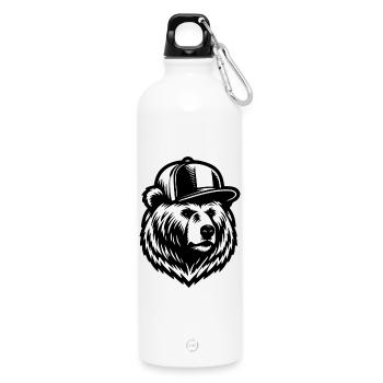 Cool Grizzly (Noir) - Gourde en inox avec mousqueton 750 ml - blanc - Devant