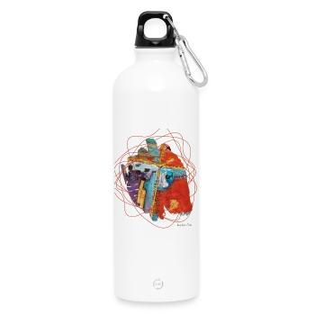 Un art abstrait vibrant aux lignes chaotiques - Gourde en inox avec mousqueton 750 ml - blanc - Devant