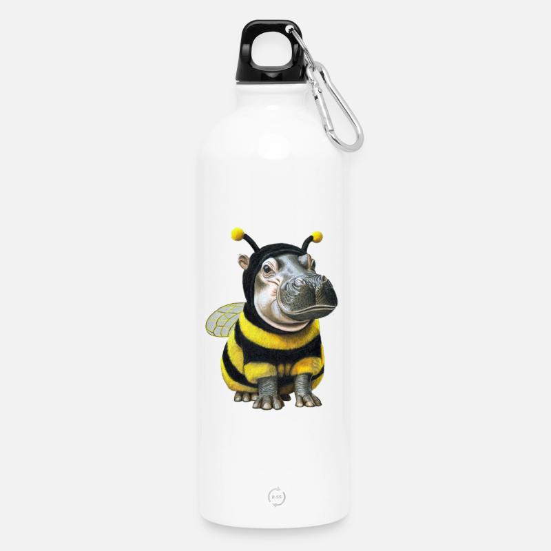 Nilpferd Biene 2 - Trinkflasche mit Karabiner 750 ml - Weiß
