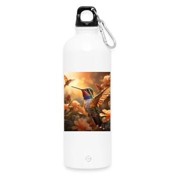 Kolibri im Flug - Trinkflasche mit Karabiner 750 ml - Weiß - Vorne