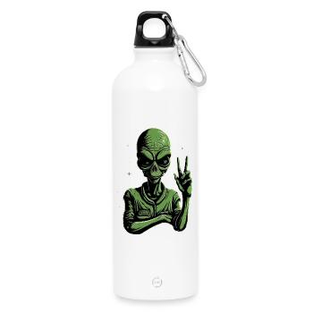 Alien Peace Sign - Trinkflasche mit Karabiner 750 ml - Weiß - Vorne