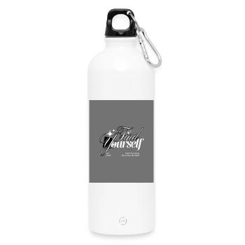 Finden Sie eine monochrome Schrift - Trinkflasche mit Karabiner 750 ml - Weiß - Vorne