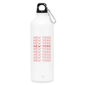 New York Grid Pattern - Water Bottle with carabiner 750 ml - white - Front
