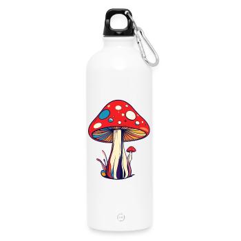 Bunter Fliegen Pilz psychedelisch Muster Pilze - Trinkflasche mit Karabiner 750 ml - Weiß - Vorne