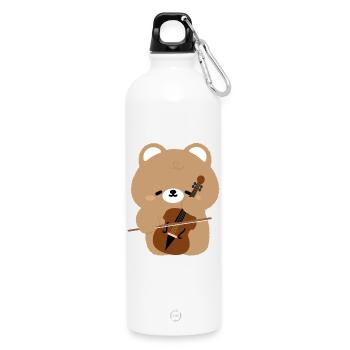 Bären-Cello-Charme - Trinkflasche mit Karabiner 750 ml - Weiß - Vorne