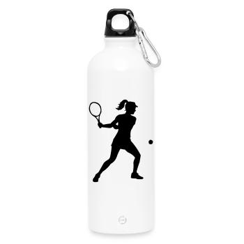 Tennis player - Water Bottle with carabiner 750 ml - white - Front