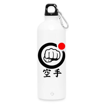 Karate Faust / Fist - Water Bottle with carabiner 750 ml - white - Front