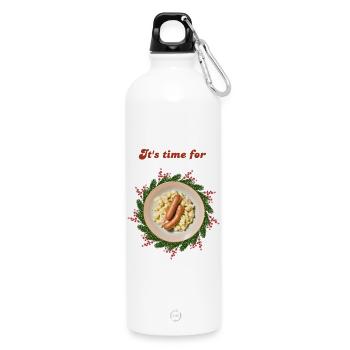 Weihnachten lustig - Weihnachtsessen - Heiligabend - Trinkflasche mit Karabiner 750 ml - Weiß - Vorne