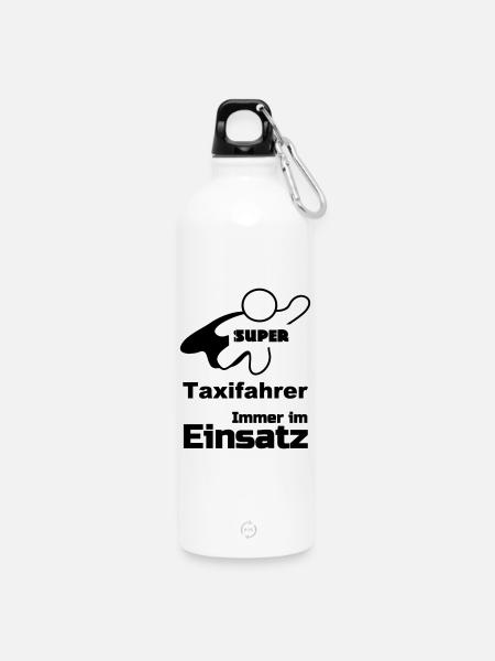 Super Taxifahrer Geschenk - Trinkflasche mit Karabiner 750 ml - Weiß
