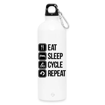 eat sleep cycle repeat - Gourde en inox avec mousqueton 750 ml - blanc - Devant