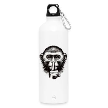 Silent Monkey - Logo - Water Bottle with carabiner 750 ml - white - Front