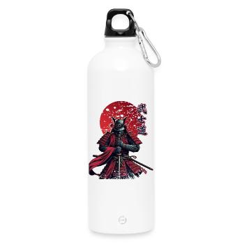 Samurai Krieger Bushido | Klassisches Rot | Begrenzt - Trinkflasche mit Karabiner 750 ml - Weiß - Vorne