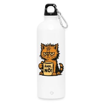 Kaffeetasse – Ähm, Nö - Katzendesign - Trinkflasche mit Karabiner 750 ml - Weiß - Vorne